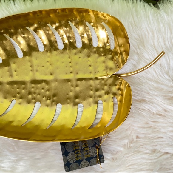 Monstera Gold Decorative Metal Tray Catchall - Picture 4 of 15
